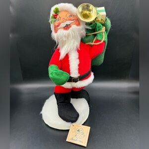 NWT Vintage 1991 Annalee Santa Claus Doll W/Green Bag of Toys #5480 13” Tall